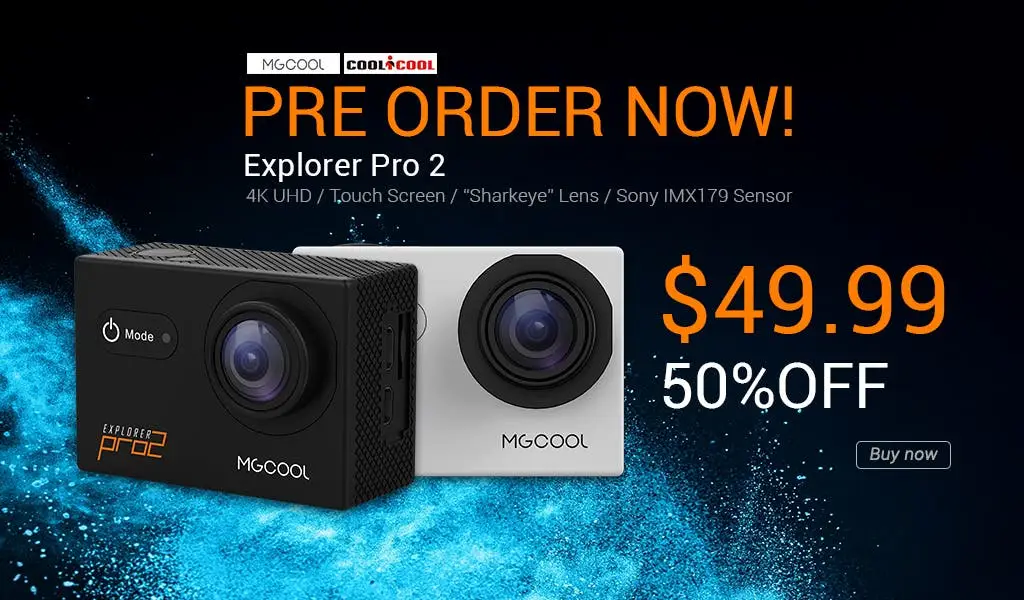 Pre-order the MGCOOL Explorer Pro 2 4K Action Camera for $49.99 - 50% Off over at Coolicool