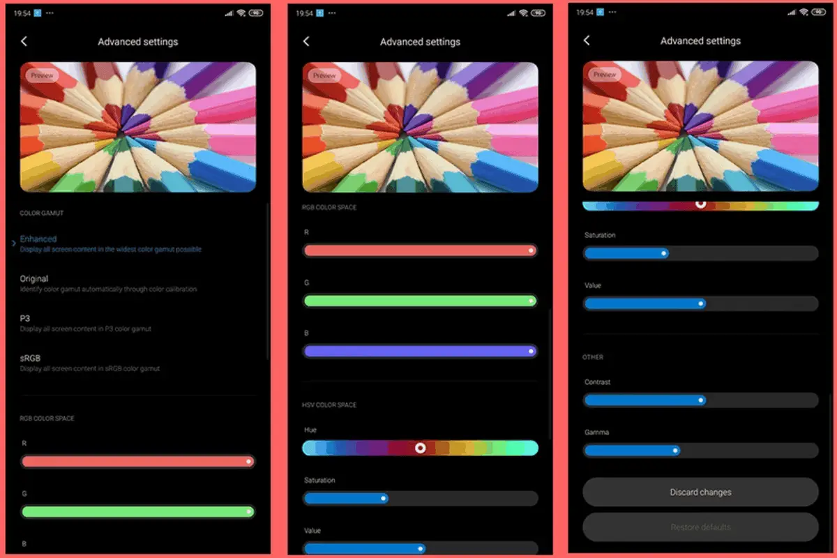MIUI 11 is testing a new colour management function