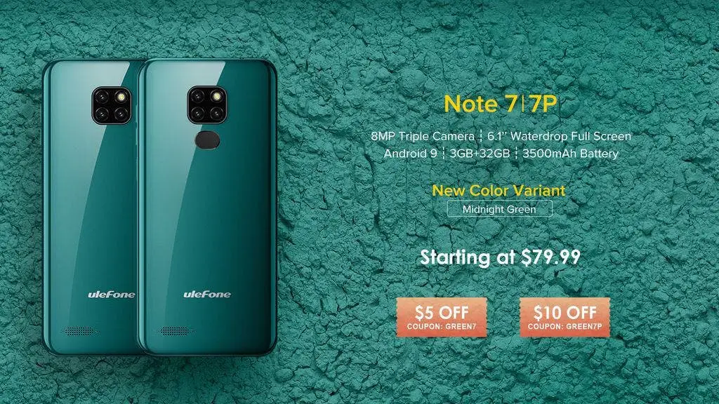 New Midnight Green color for Ulefone Note 7 goes on sale