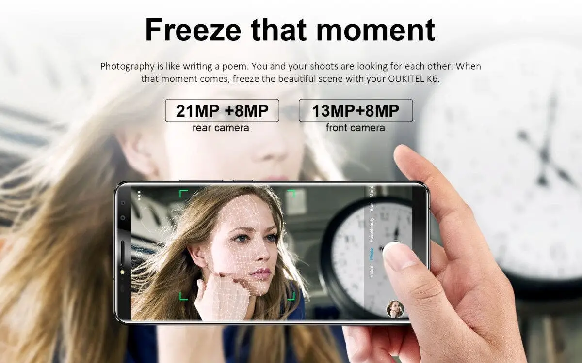 Oukitel K6 4-camera performance capured on video