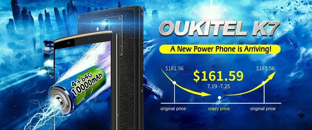 OUKITEL K7 joins Aliexpress flash sales with a $161.59 price