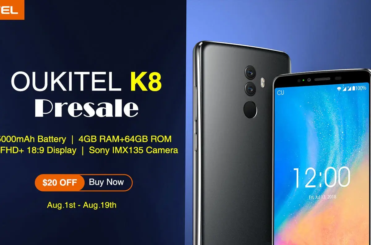OUKITEL K8 with 13MP Sony IMX135 Goes on Presale with a $20 Off Discount