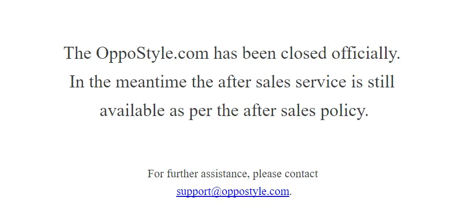 Oppo Closes Oppostyle Online Store
