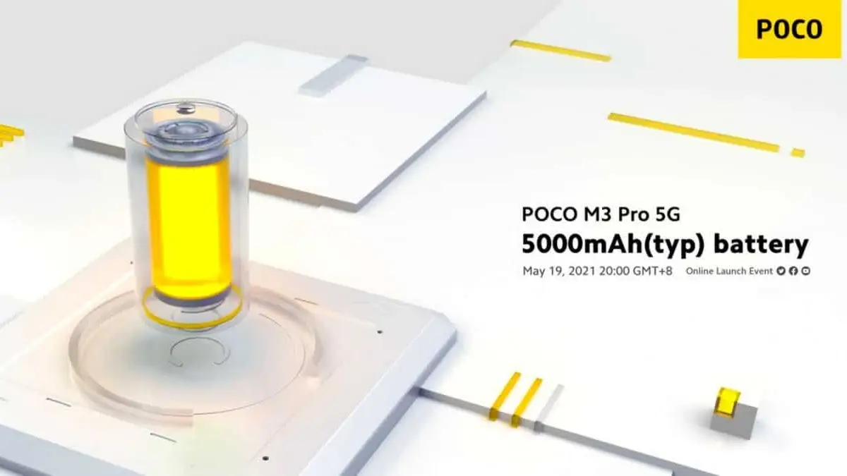 Poco M3 Pro 5G coming with 5000mAh battery and 18W charging