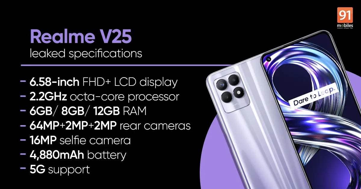 Realme V25 Gets Listed On TENAA, Specifications & Design Revealed