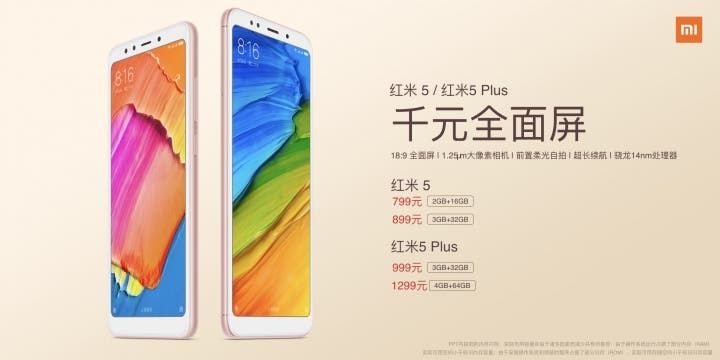 Xiaomi Redmi 5 and Redmi 5 Plus With Snapdragon 450/625 Launched