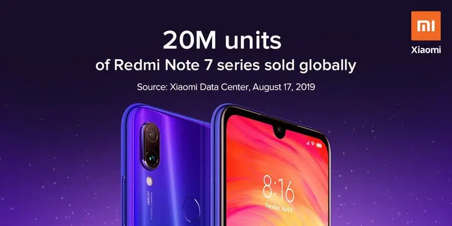 Redmi Note 7 series ships over 20 million units globally