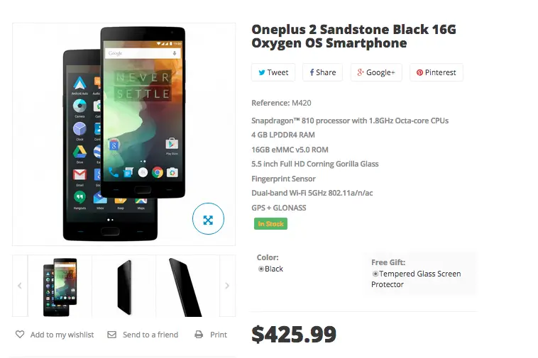 16GB OnePlus 2 available to order now for $389.99