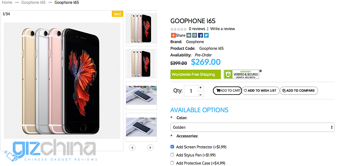 That didn't take long! Goophone i6S iPhone 6S clone launched