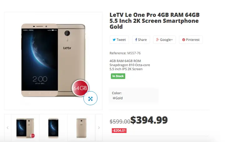 Grab a LeTV Le One Pro 64GB for just $394.99 now!