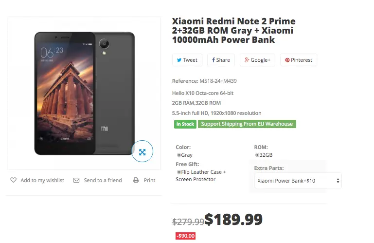 Redmi Note 2 Prime and 10,000mAh power bank only $189.99 today