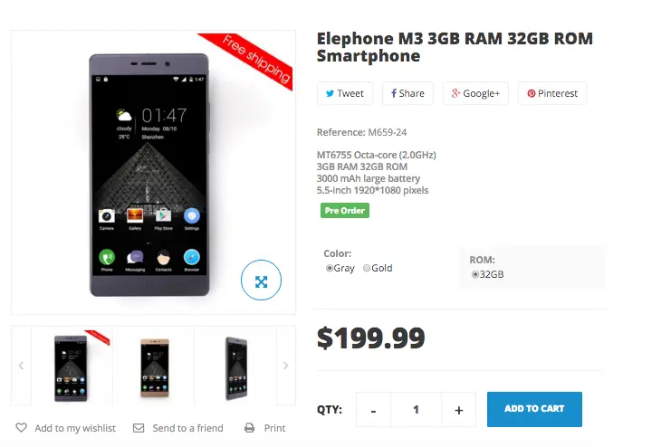 Helio P10 Elephone M3 $199.99 with free shipping