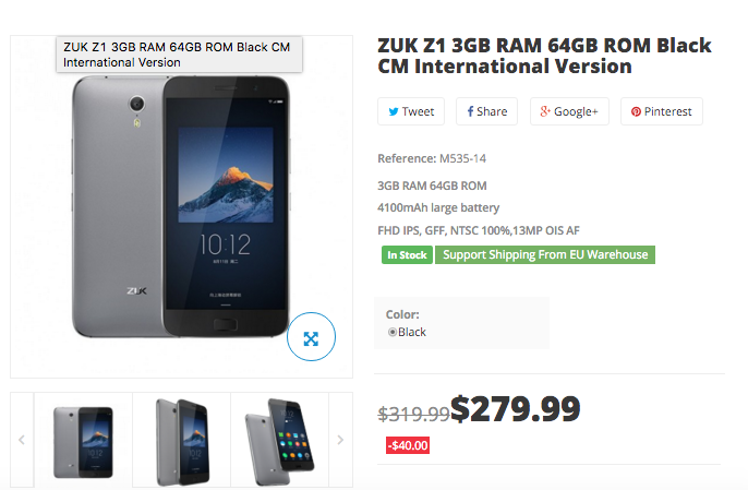 ZUK Z1 down to $279.99 for Chinese New Year