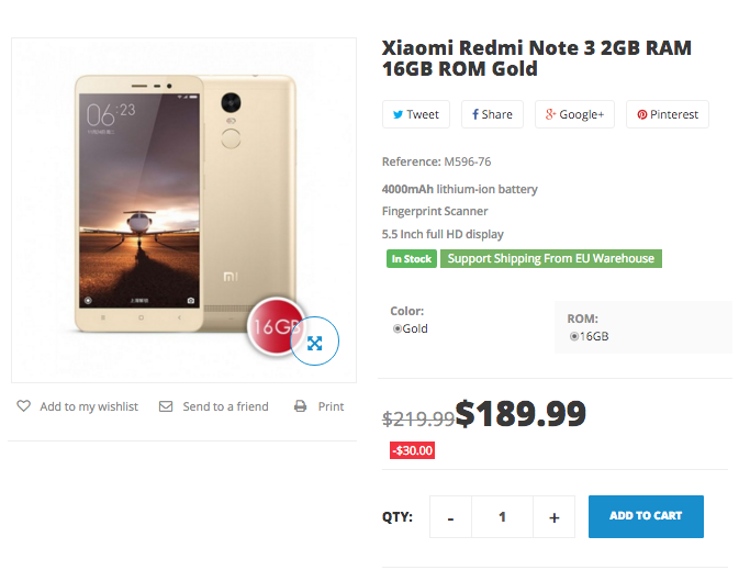 Xiaomi Redmi Note 3 from $189.99