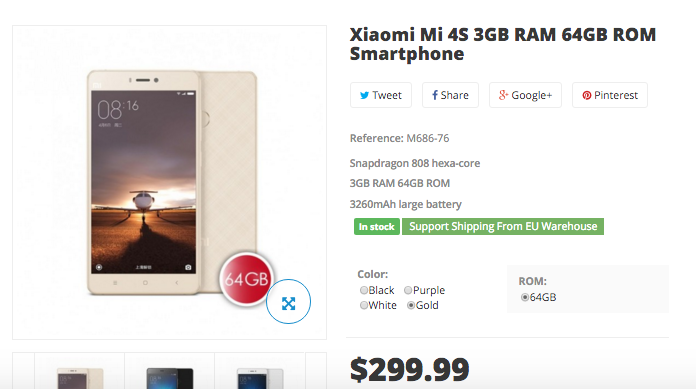 Xiaomi Mi4s now in stock