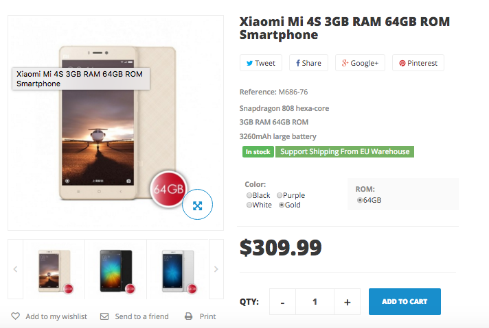 Xiaomi Mi4S is just $309.99