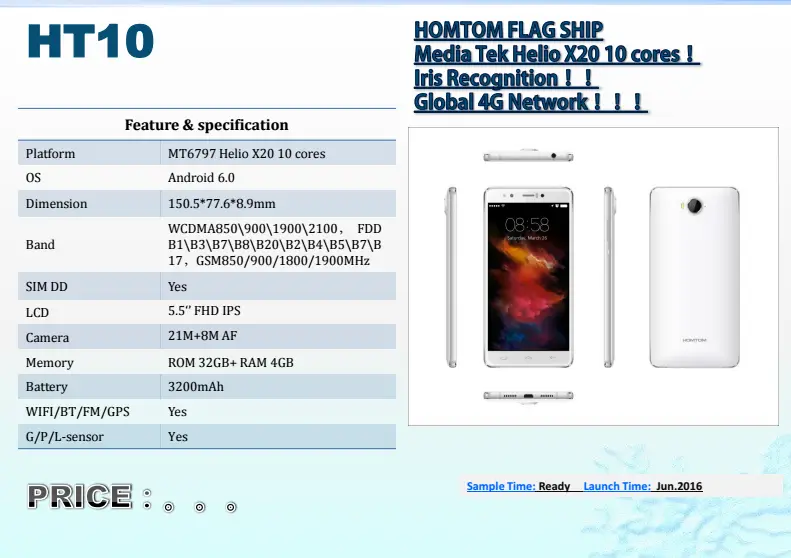 HomTom HT10 will feature Helio X20 chipset