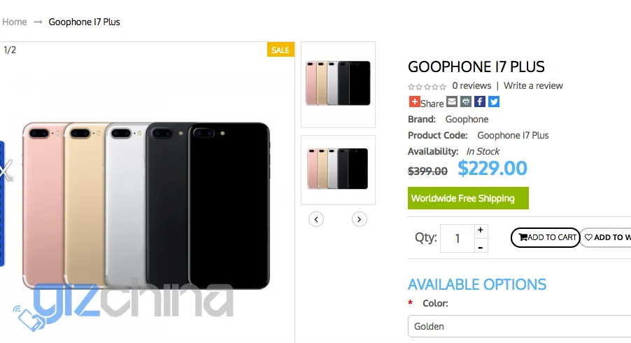 Update [Video added]: Knock off iPhone 7 Plus listed with dual camera!