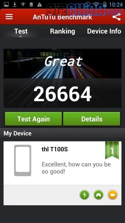 THL T100S, 8-core MT6592 Antutu Benchmarks