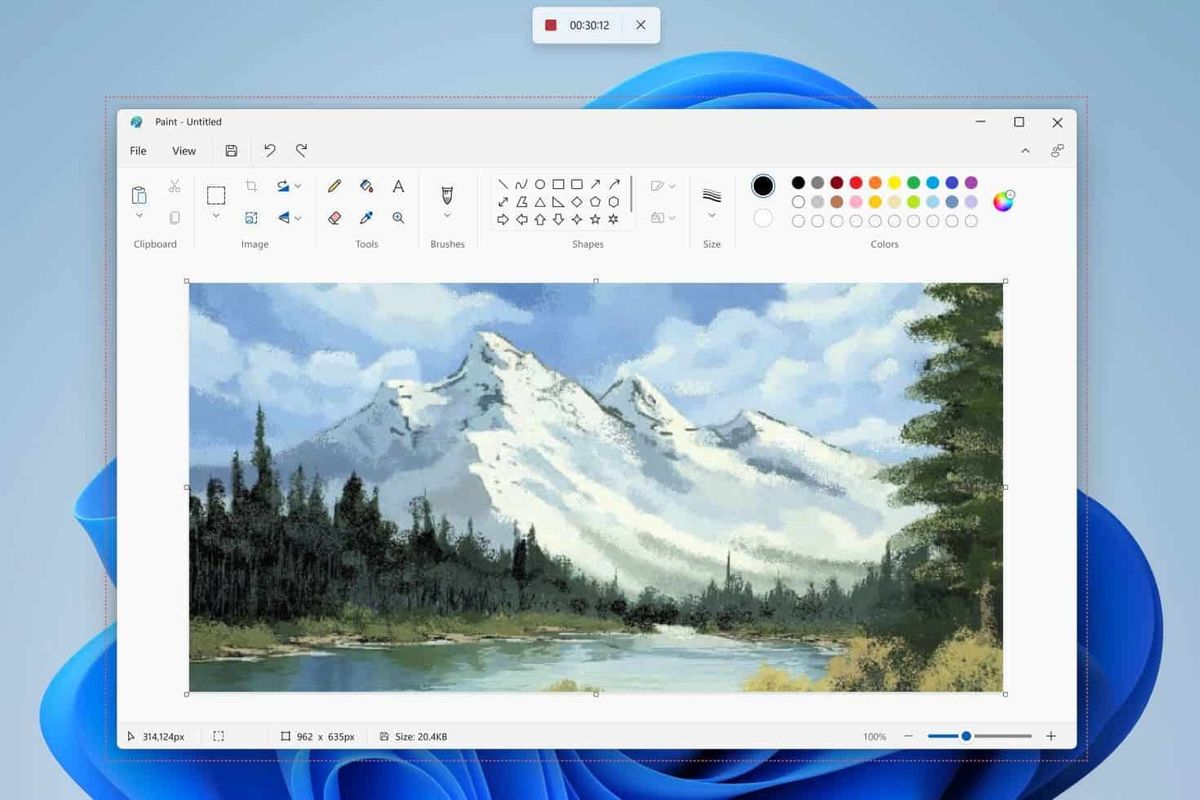 Windows 11 Snipping Tool starts the video recording function