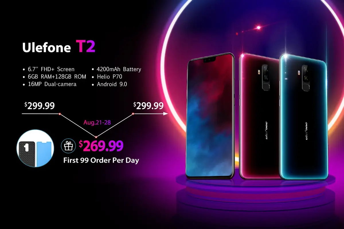 Ulefone T2 and iPhone XR - display comparison