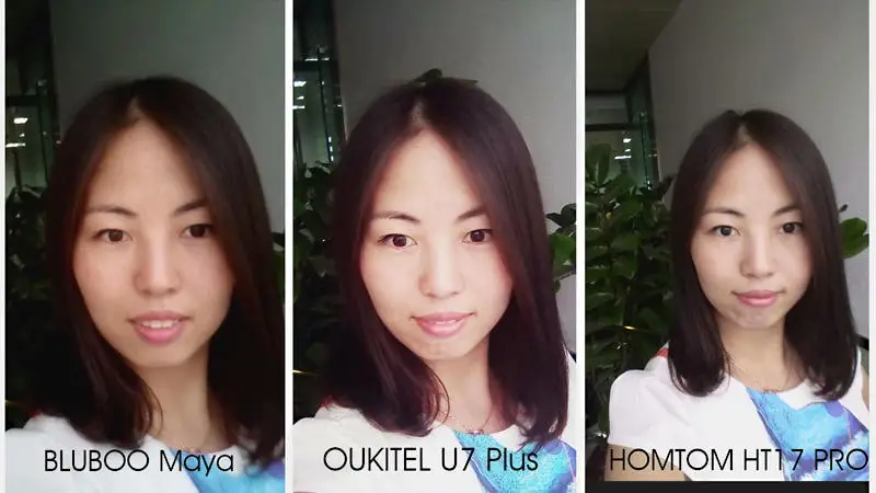 Oukitel U7 Plus camera compared with Bluboo Maya and Homtom HT17