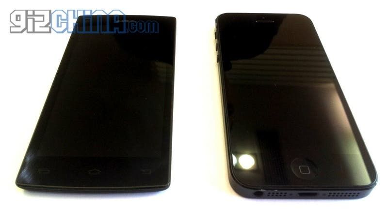 Umeox X5 5.6mm side by side with iPhone 5