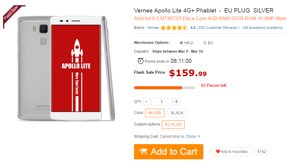 Vernee Apollo Lite now on sale with a $90 off discount (limited pcs)