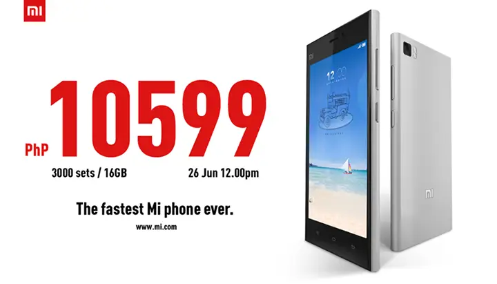 Xiaomi Mi3 launch date, pricing for the Philippines announced