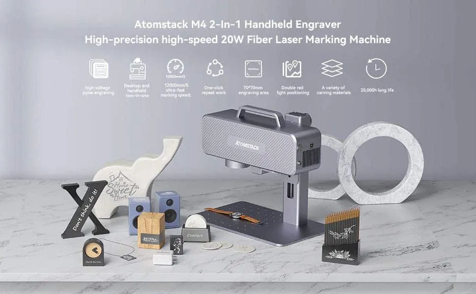 2-in-1 handheld Atomstack M4 fiber laser engraver on sale