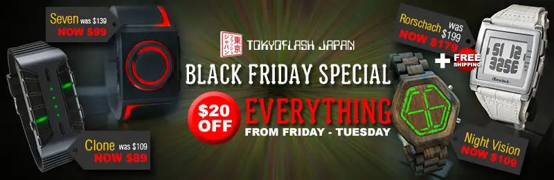 Tokyo Flash offer $20 off all watches for Black Friday