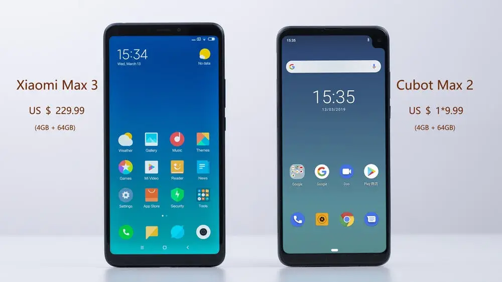 CUBOT Max 2 vs Xiaomi Max 3, showdown of huge screens