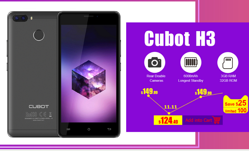 Cubot H3 is the first 5-inch phone with massive 6000 mAh battery