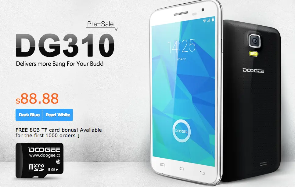 DOOGEE offering free rear covers with DG310 Pre-orders