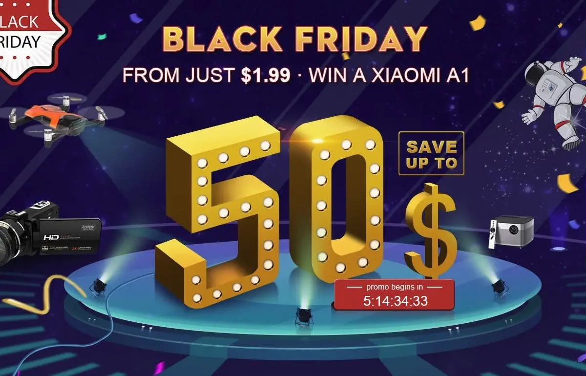 Tomtop Black Friday Promo Kicks Off - Up to $50 Off & Win a Xiaomi Mi A1