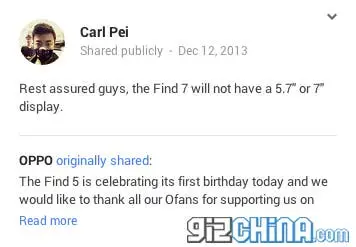 Confirmed: Oppo Find 7 won’t have a 5.7-inch or 7-inch display