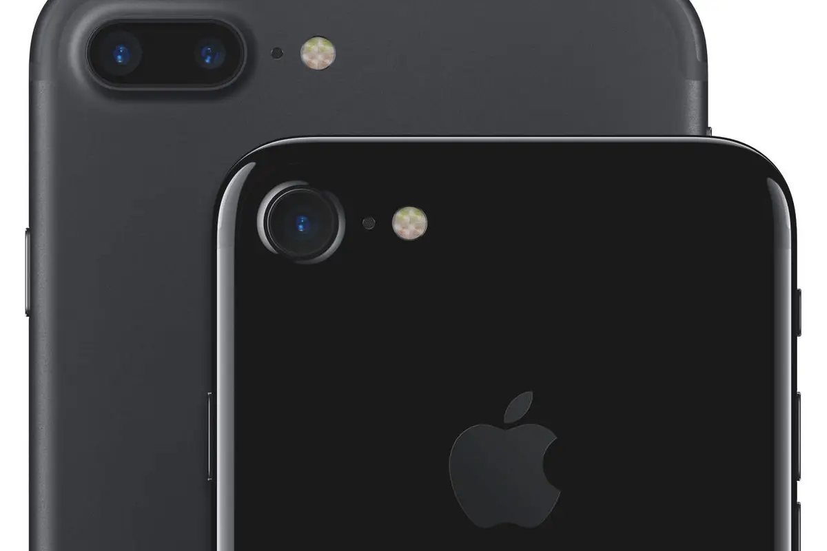 iPhone 8 specs appear on slide show during an event in Shenzen