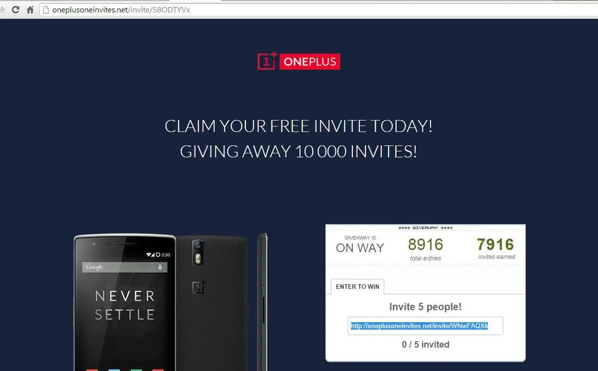 oneplusoneinvites.net is not official, beware!