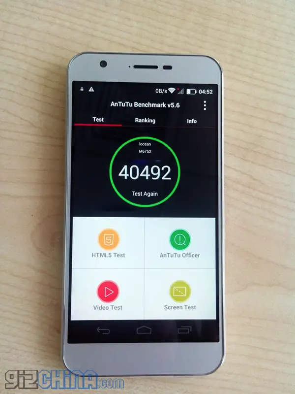 iOcean release Antutu benchmark video of MT6752 Rock
