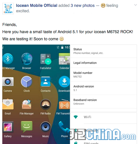 iOcean M6752 Rock is getting Android 5.1!