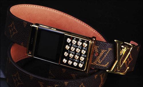 Ostentatious Louis Vuitton Belt Buckle Phone w/built in Fashion Police Alarm