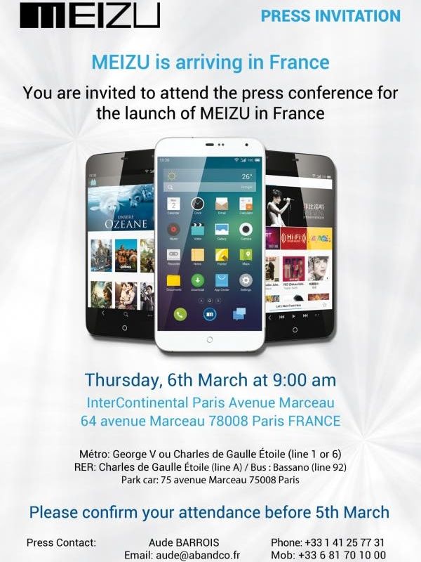 Meizu sends out press invites for March 6th Paris Launch