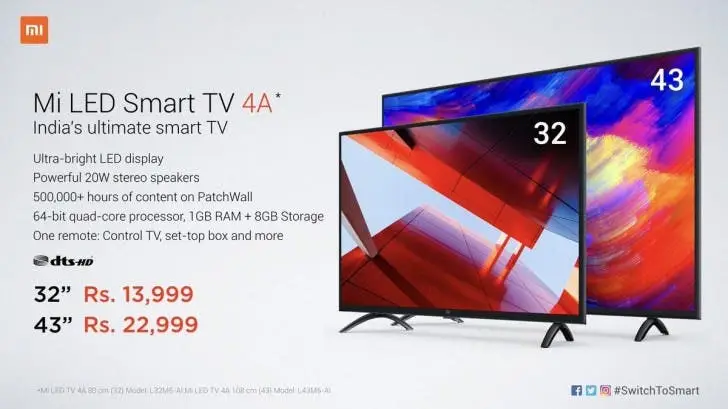 Xiaomi sold 1 million Xiaomi Mi TV 4A 32-inch version over the past 8 month
