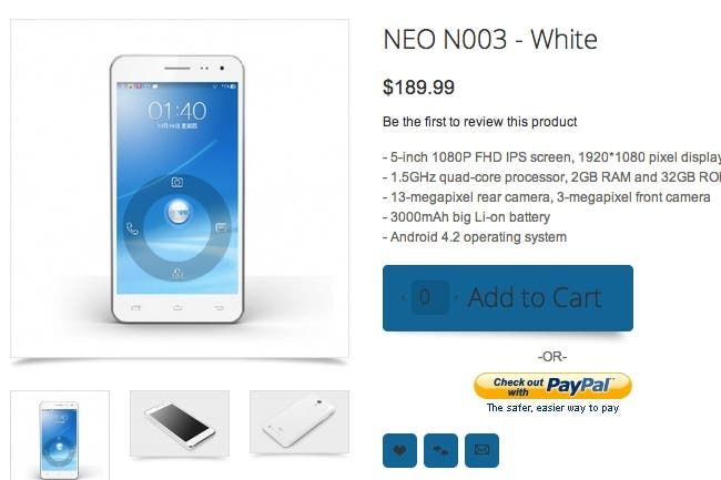 Neo N003 quad-core flagship reduced to $189.99