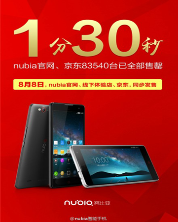 83,450 Nubia Z7 Max and Mini sell out in 90 seconds!