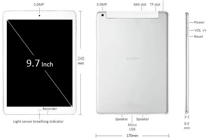 Onda V919 Android Windows tablet