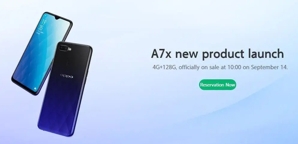 Oppo A7X Commence Reservation For 2099 Yuan ($306) - To Launch On Sept. 14