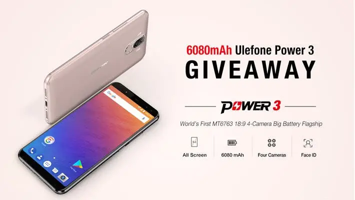 Ulefone Global Pre-sale: Win one of 3 free Ulefone Power 3 pieces