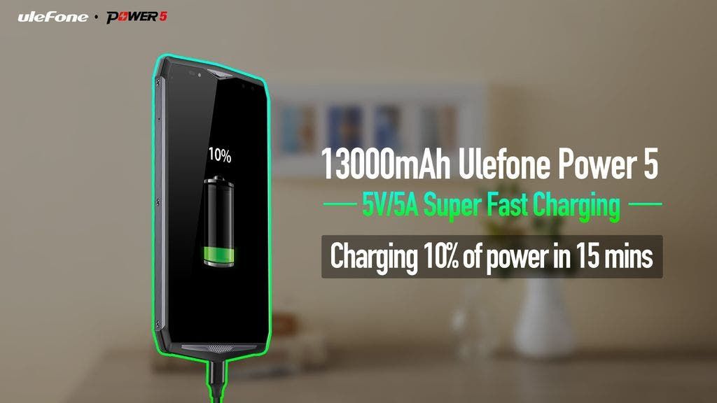 Watch: Ulefone Power 5 with 5V/5A super fast charge, charging 10% of power in 15 mins