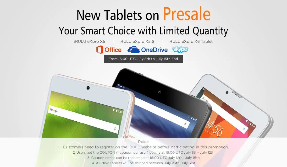 iRULU eXpro X5 / X5S / X6 Tablets Launched - Now on Presale (Limited Pcs)
